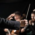 Orchestra conductor on stage