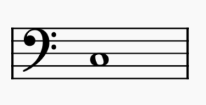Bassschlüssel mit kleinem c auf dem Notensystem dargestellt