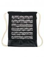Drawstring bag notelines black canvas 