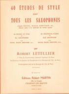 Quarante études de style pour tous les saxophones 