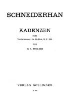 Kadenzen zu Mozart Violinkonzert G-Dur KV 216 