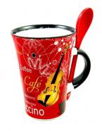 Cappuccino Mug with spoon - Violin/red 
