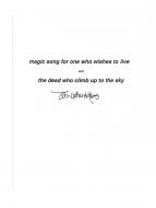 Magic Song for One Who Wishes To Live 