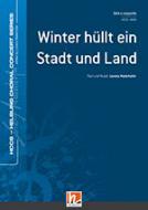 Winter hüllt ein Stadt und Land 