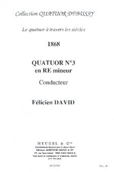 Quatuor No. 3 En Re Mineur pour Quatuor a Cordes 