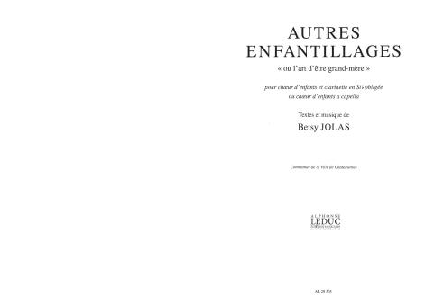 Betsy Jolas: Autres Enfantillages 