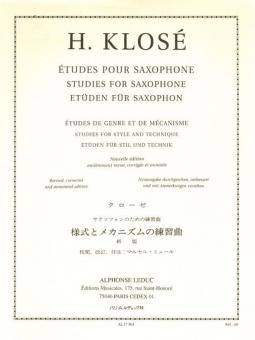 Etudes De Genre et De Mecanisme Saxophone Mib 