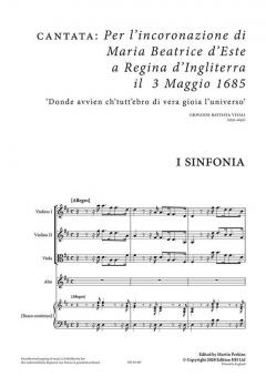 Cantata: Per l'incoronazione di Maria Beatrice d'Este a Regina d'Ingliterra il 3 Maggio 1685 