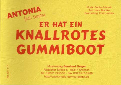 Er hat ein knallrotes Gummiboot 