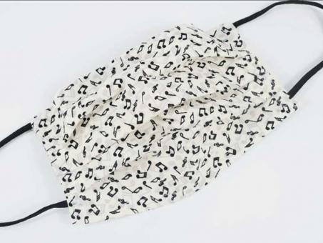 Gesichtsmaske mit Musik - Design 36: Noten schwarz auf weiß 