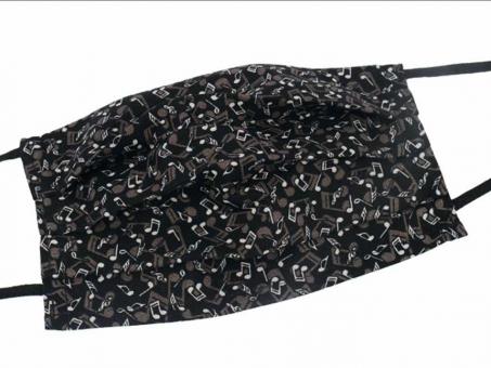 Gesichtsmaske mit Musik - Design 37: Noten weiß auf schwarz 