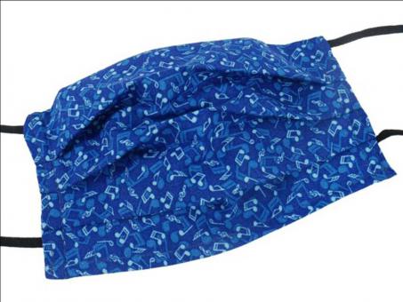 Gesichtsmaske mit Musik - Design 38: Noten weiß auf blau 