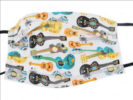 Gesichtsmaske mit Musik - Design 40: Gitarre bunt 