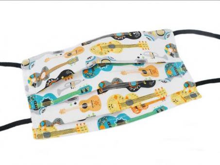 Gesichtsmaske für Kinder mit Musik - Design 41: Gitarre bunt 