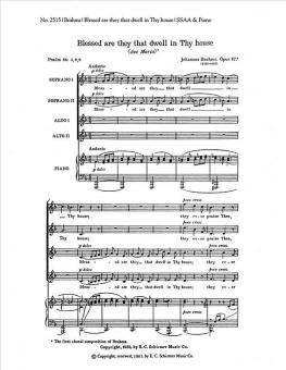 Blessed Are They that Dwell in Thy House, Op. 12 