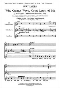 Who Cannot Weep, Come Learn of Me 