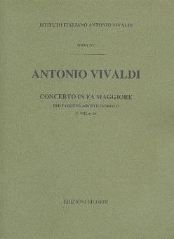 Concerto F Major Bassoon Strings Continuo RV491 Score Fviii#25 T271 