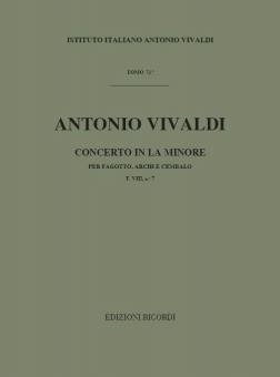 Concerto In A Minor Bassoon Strings Continuo Score RV497 Fviii#7 T72 