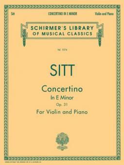 Concertino In e Minor Op. 31 Violin Piano First To Third Positions 