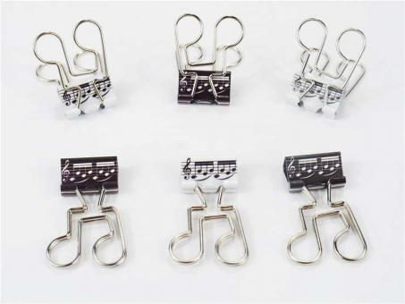 Binder Clip quaver black/white 6 pcs 