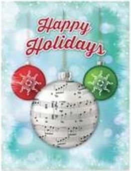 Holiday Card Musical Blue With Bulbs 8/Box 
