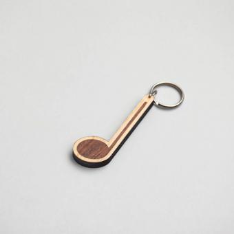 Schlüsselanhänger Musiknote Ahorn/Walnuss massiv 