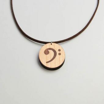 Halskette Bassschlüssel Ahorn/Walnuss 