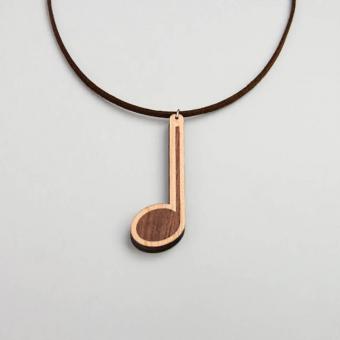 Halskette Musiknote Ahorn/Walnuss 