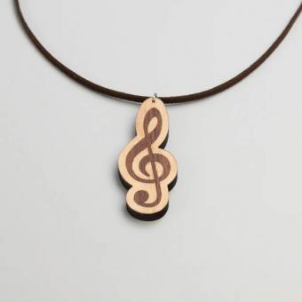 Halskette Violinschlüssel Ahorn/Walnuss 