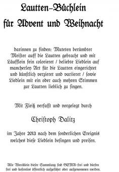 Lautenbüchlein für Advent und Weihnacht 