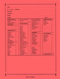 Notenumschlag - Bach-Format mit Stirn - und Seitenklappen - rot 