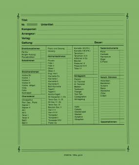 Notenumschlag Quart-Format mit Stirn- und Seiten - grün 