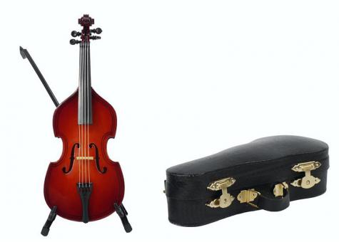Kontrabass 14 cm mit Bogen mit Standfuß & Geschenkbox 