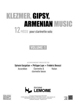 Klezmer, Gipsy, Armenian Music Clarinette Book 1 