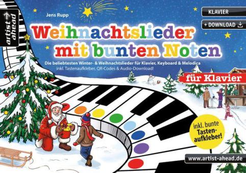 Weihnachtslieder mit bunten Noten 