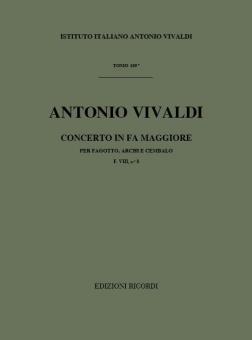 Concerto F Major Bassoon Strings Continuo RV485 Score Fviii#8 T109 