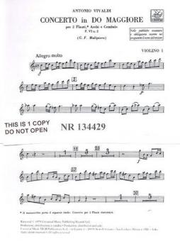 Concerto C Major 2 Flutes Strings Continuo RV533 Parts FVI#2 T101 