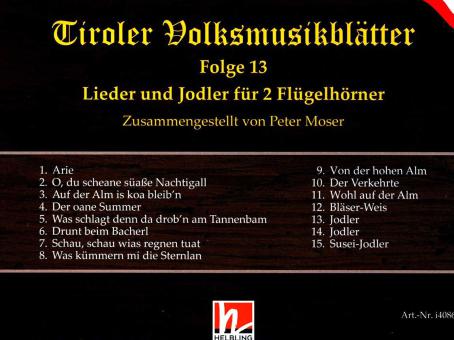 Lieder und Jodler für 2 Flügelhörner 