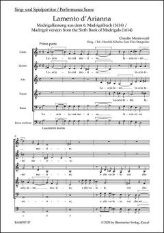 Lamento d'Arianna für 5 (Sing-)Stimmen (SSATB) und Basso continuo Standard