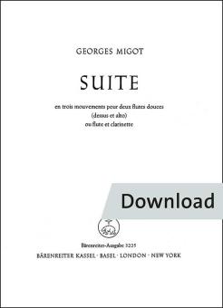 Suite en trois mouvements pour deux flutes douces (dessus et alto) ou flute et clarinette Download