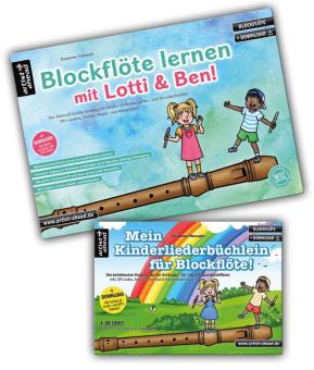Blockflöte lernen mit Lotti & Ben! + Mein Kinderliederbüchlein für Blockflöte (im Set) 