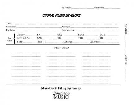 Musidex Choral Filing Envelopes 