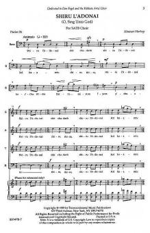 Shiru L'Adonai (O Sing Unto God) Rehearsal Piano 
