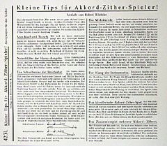 Kleine Tips für den Akkordzither Spieler 