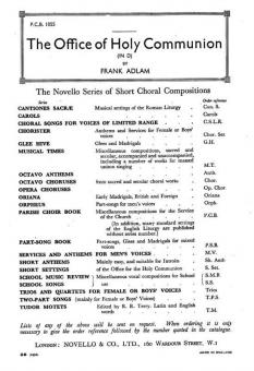 The Office Of The Holy Communion In D 