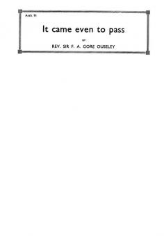 It Came Even To Pass 