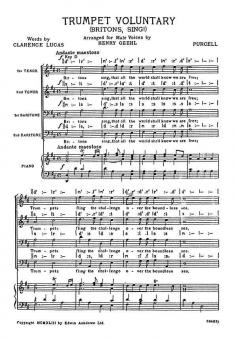 Purcell Trumpet Voluntary TTBB/Piano 