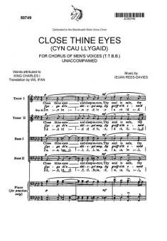 Rees-davies, I Close Thine Eyes TTBB/Piano 