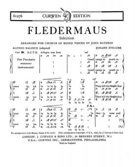 Strauss Fledermaus SATB Tonic Solfa 