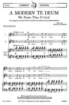 Swann, D A Modern Te Deum 2-Part/Piano 